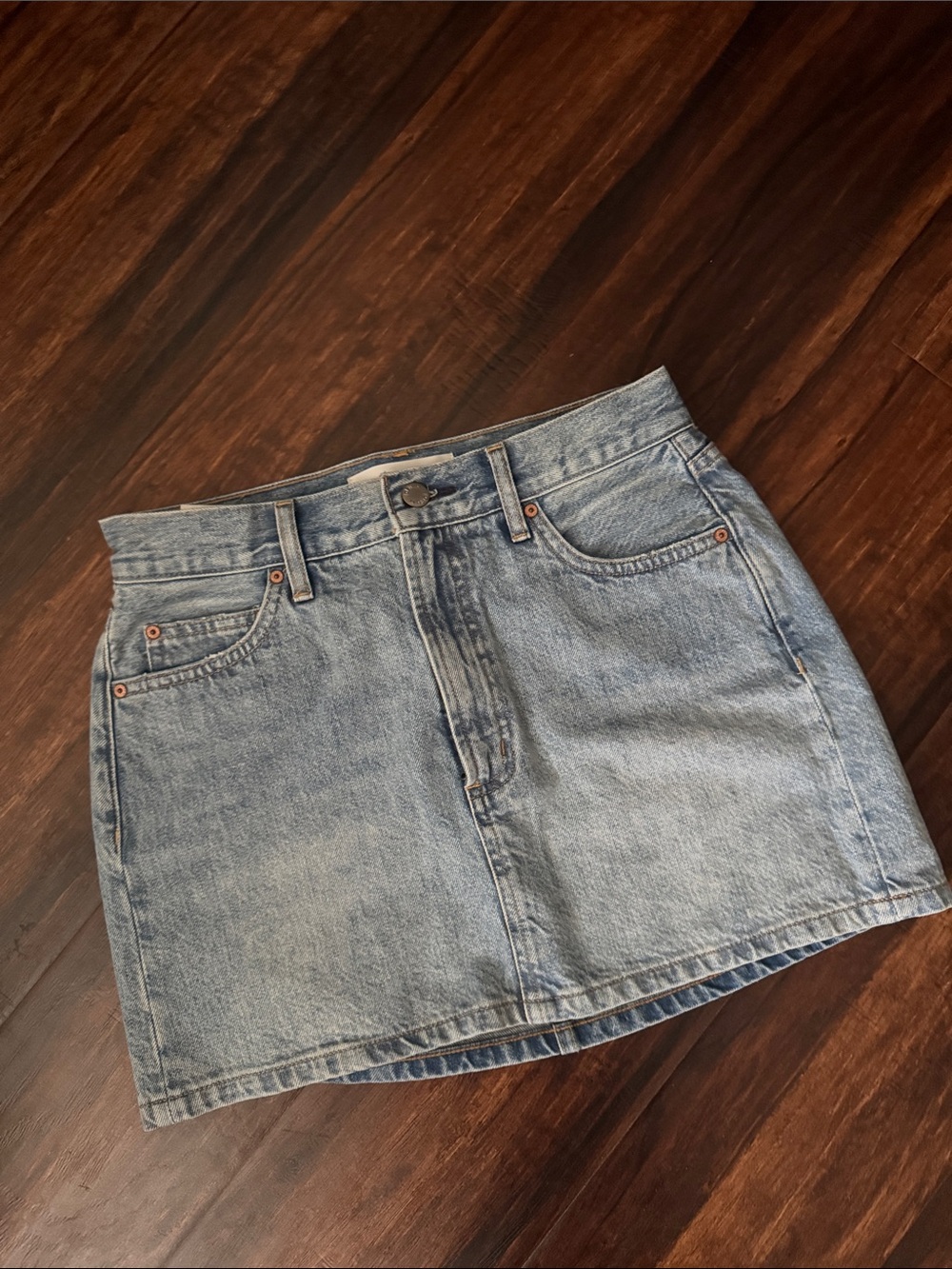 Aritzia Washed Light Blue Denim Mini Skirt